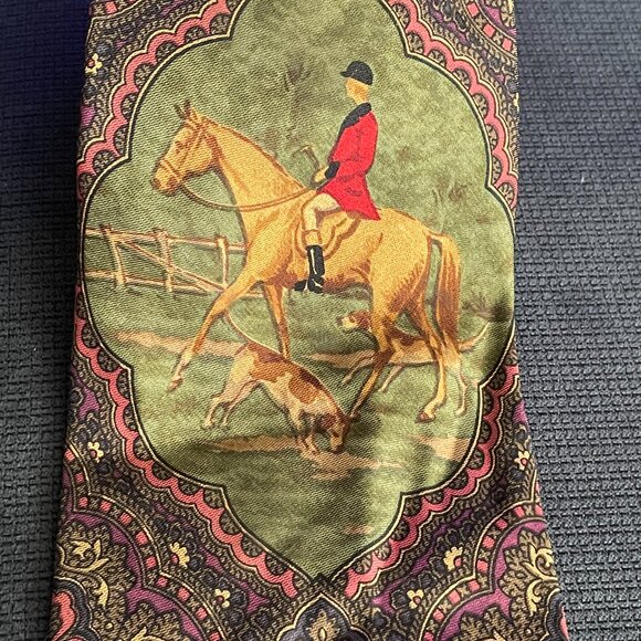 Polo Ralph Lauren Equestrian Hunt Scene Vintage Horse & Rider Design - Picture 5 of 6